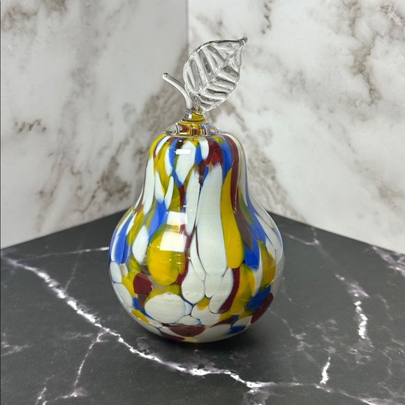 Other - Hand-Blown Art Glass Pear • Multicolour Murano-Style Figurine • Vintage Decor